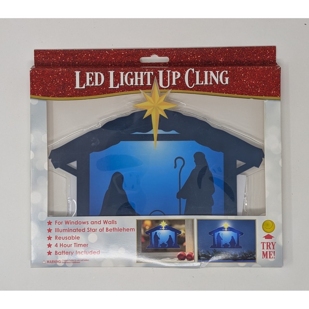 Mr. Christmas LED Light-Up Cling Nativity Illuminated Star of Bethlehem